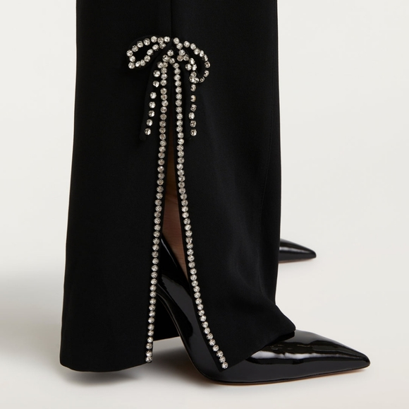 Cinq a Sept - Black Rhinestone Bow Kalli Pants - Picture 3 of 10